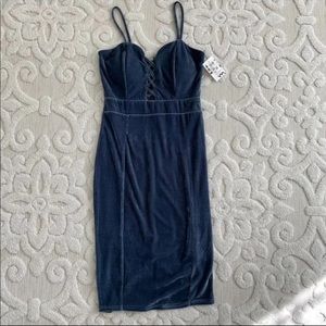 Blue Velvet Bodycon Dress